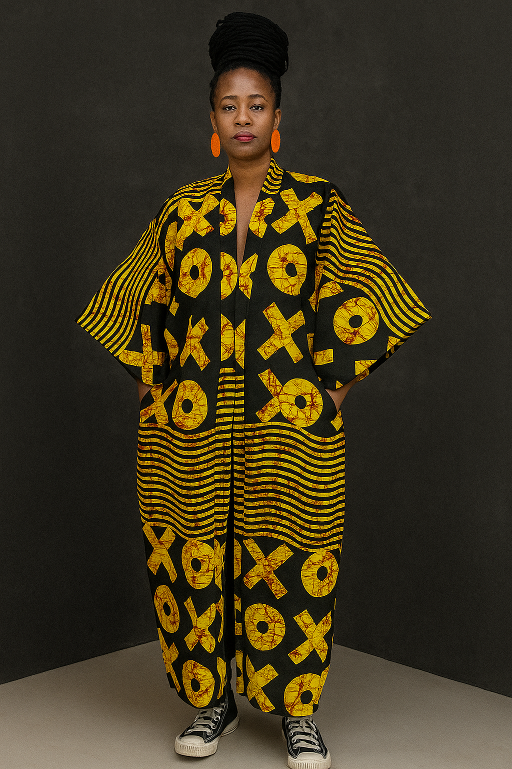 Yellow Black XO Kimono