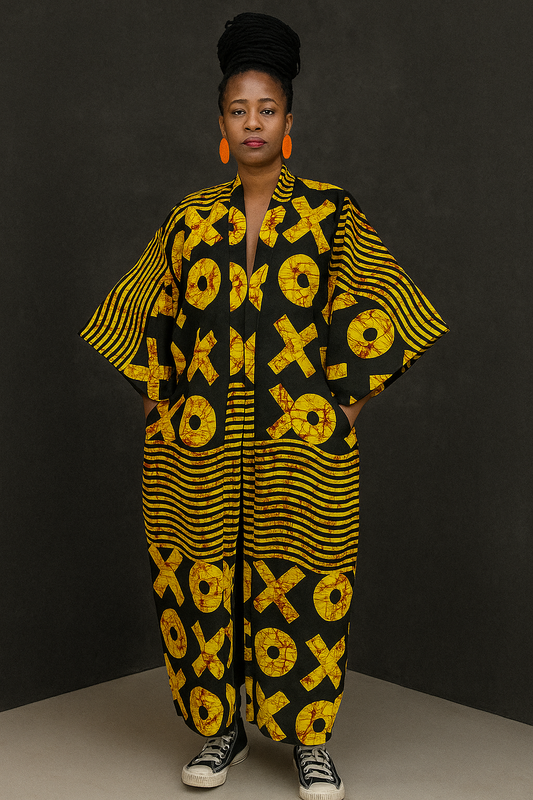 Yellow Black XO Kimono